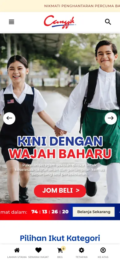 Canggih store on mobile